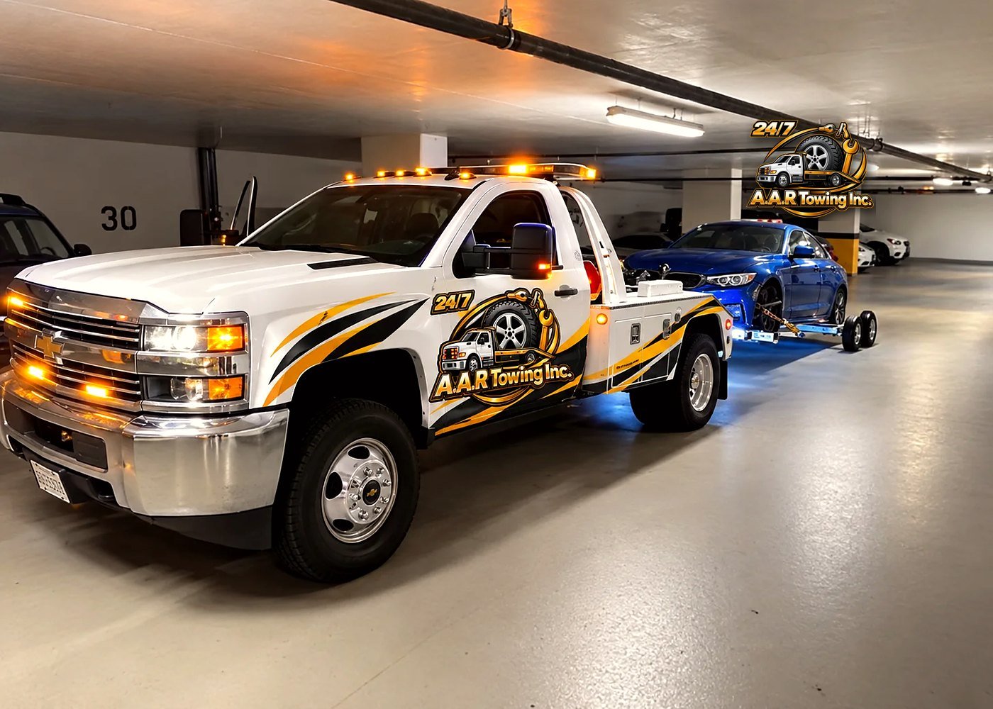 Underground garage towing